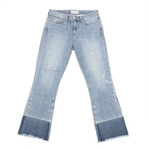 Derek Lam 10 Crosby Jane Mid Rise Flare Jeans Women’s Size 29X28.5 Raw Hem Blue